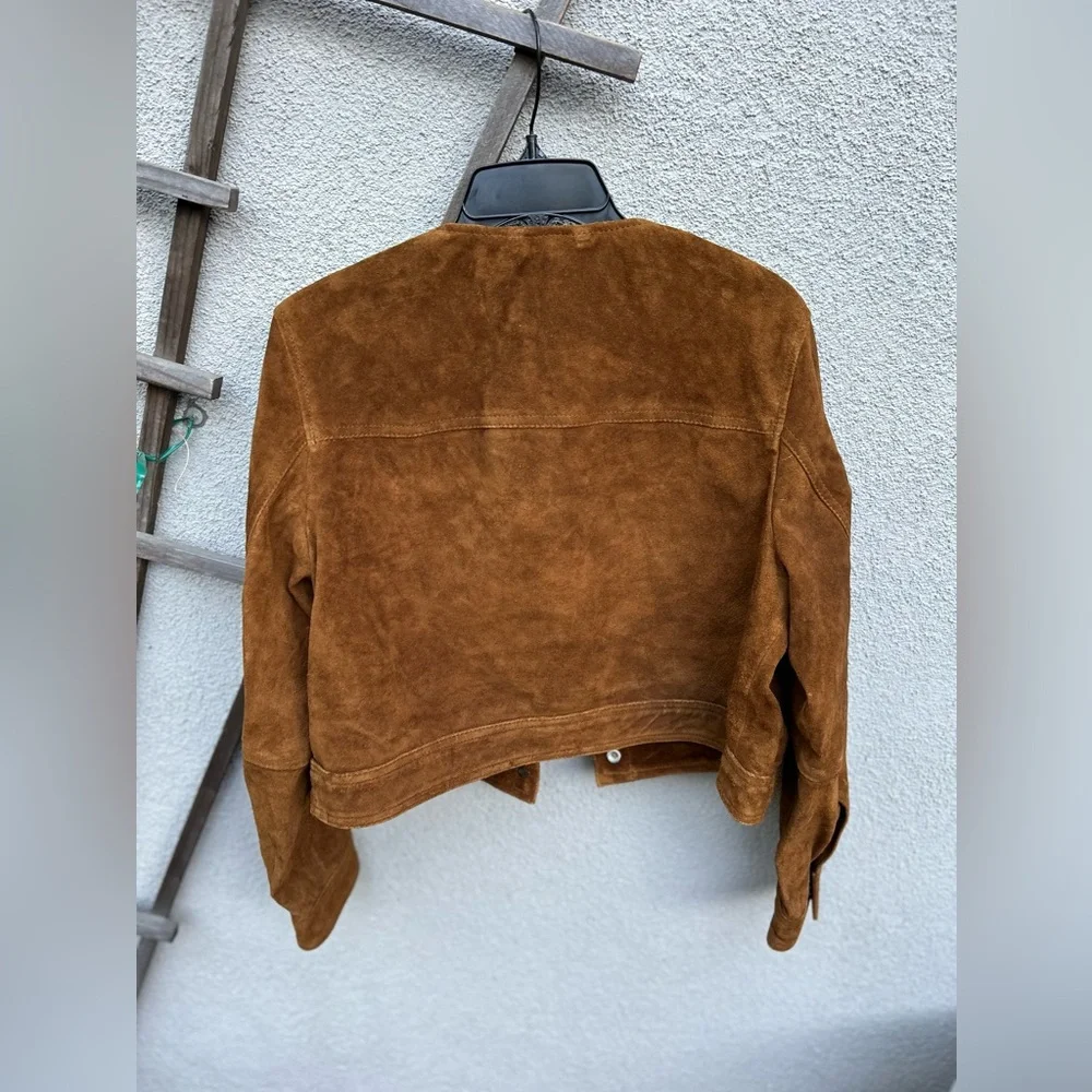 NWT! H&M Brown Suede Leather Jacket - Picture 11 of 16